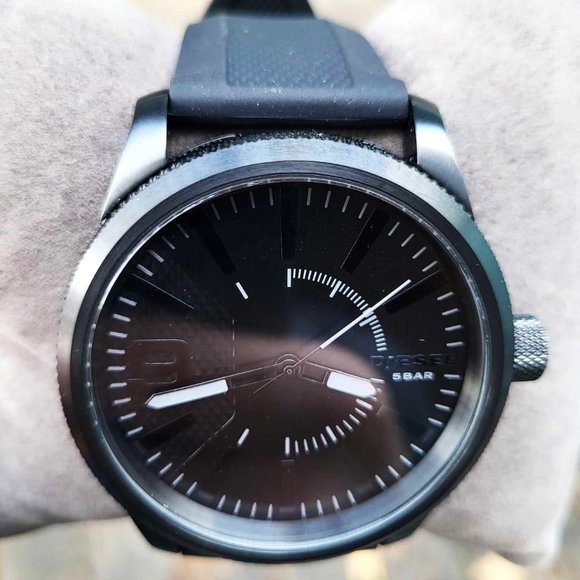 NEW DIESEL RASP DZ1807 BLACK SILICONE STRAP QUARTZ MEN WATCH NO BOX AND … - Picture 4 of 8